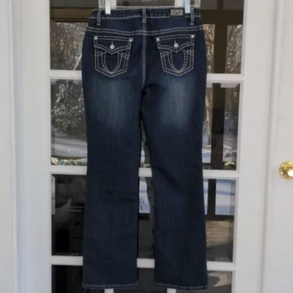 Earl Jeans Women 10 Blue Bootcut Mid-Rise Dark Wash Denim Pants - Picture 3 of 4